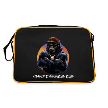Ganz dünnes Eis / Spruch / Kaffe Spruch - Retro Tasche - Schwarz/Gold - Hinten