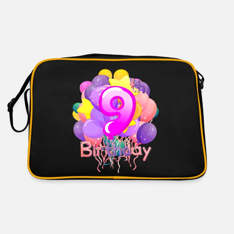 Kinder Geburtstagsnummer Alter 9. Jahr 9 Glückszahl Retro Tasche
