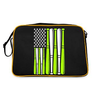 Baseballschläger Sport Amerikanische Flagge St. - Retro Tasche - Schwarz/Gold - Hinten