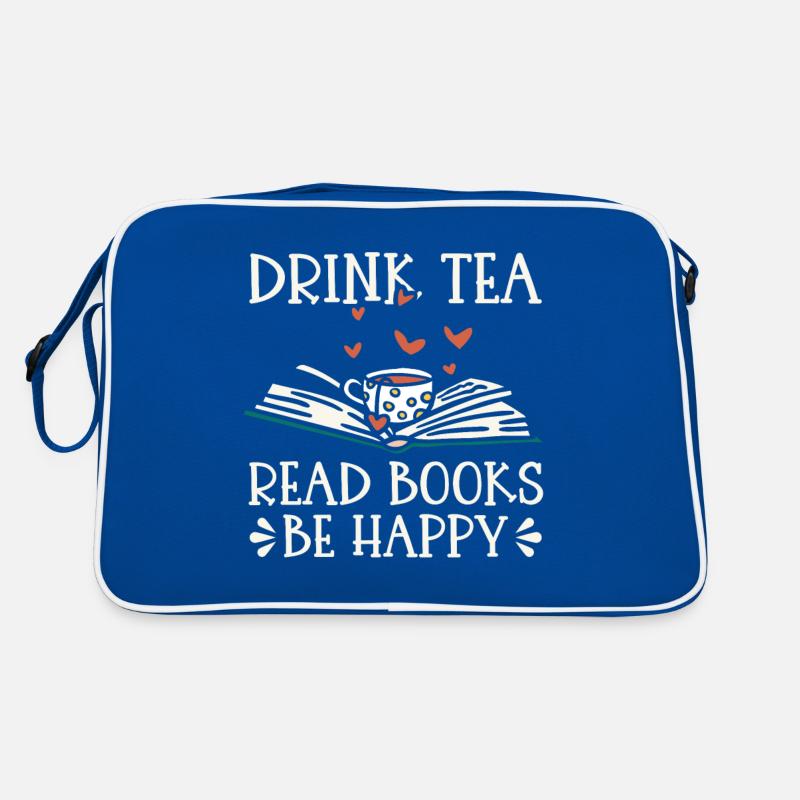 Tee Trinken Bücher Lesen Glücklich Sein Retro Tasche
