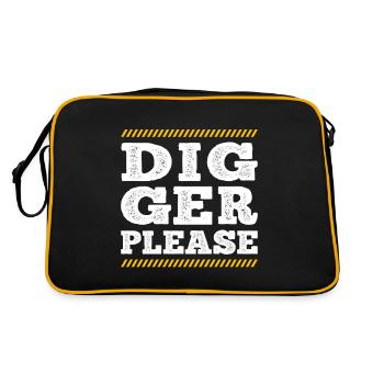 Digger Please Excavator Operator Construction Gift - Retro Tasche - Schwarz/Gold - Hinten