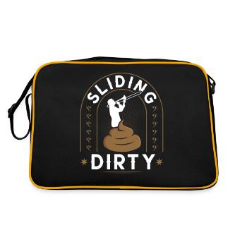 Trombone Player In Turd, Sliding Dirty, Funny - Retro Tasche - Schwarz/Gold - Hinten