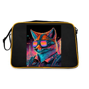 Retro Futuristic Synthwave Fox - Retro Tasche - Schwarz/Gold - Hinten