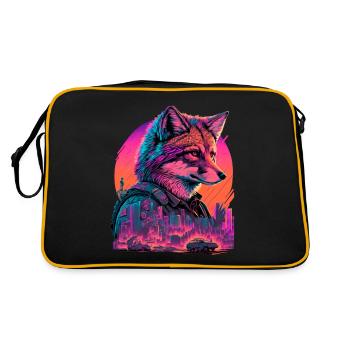 Retro Futuristic Synthwave Fox - Retro Tasche - Schwarz/Gold - Hinten