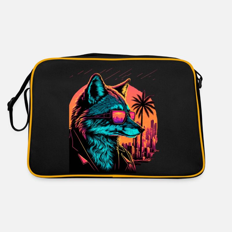 Retro Futuristic Synthwave Fox Retro Tasche