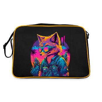 Retro Futuristic Synthwave Fox - Retro Tasche - Schwarz/Gold - Hinten