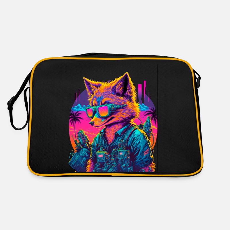 Retro Futuristic Synthwave Fox Retro Tasche