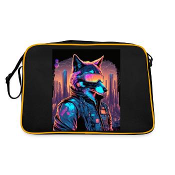 Retro Futuristic Synthwave Fox - Retro Tasche - Schwarz/Gold - Hinten
