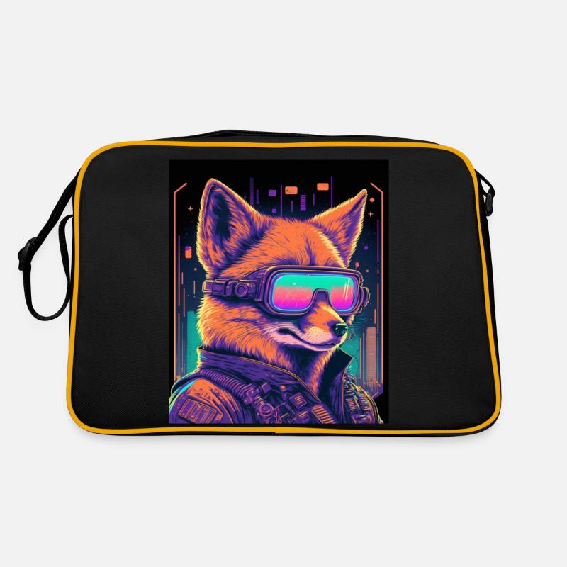 Retro Futuristic Synthwave Fox Retro Tasche