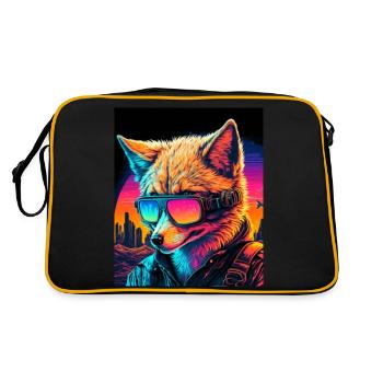 Retro Futuristic Synthwave Fox - Retro Tasche - Schwarz/Gold - Hinten