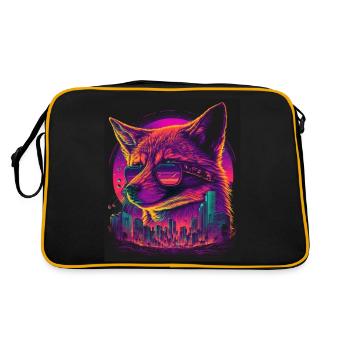 Retro Futuristic Synthwave Fox - Retro Tasche - Schwarz/Gold - Hinten