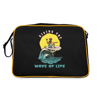 Riding The Wave Of Life Cool Retro Surfer - Retro Bag - black/gold - Back
