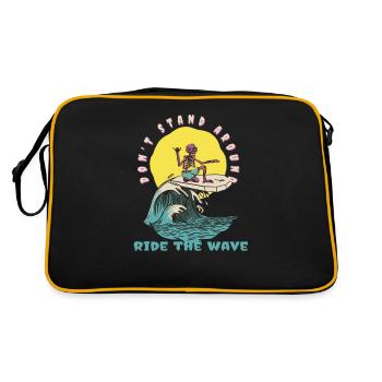 Don't Stand Around Ride The Wave Funny Surfer - Retro Bag - black/gold - Back