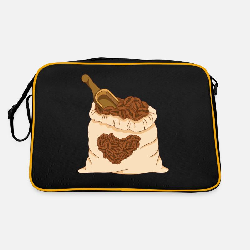 Kaffee Geschenk Koffein Kaffeebohne Coffee Tasse - Retro Tasche - Schwarz/Gold