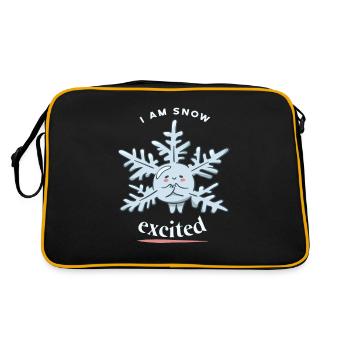 I Am Snow Excited Cute Funny Snow Winter Designs - Retro Tasche - Schwarz/Gold - Hinten