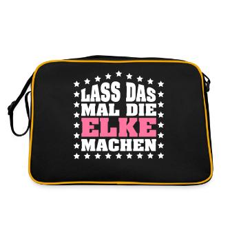 Lass das mal die ELKE machen Vornamen Spruch Damen - Retro Tasche - Schwarz/Gold - Hinten