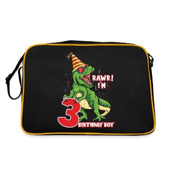 Rawr i'm 3 Birthday Boy Dinosaur Saurus Lover - Retro Tasche - Schwarz/Gold - Hinten