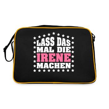 Lass das mal die IRENE machen Vornamen Spruch - Retro Tasche - Schwarz/Gold - Hinten