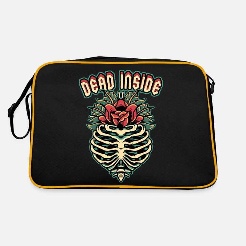 Skelett, Gerippe Dead-Inside, Spruch im Comic-Stil Retro Tasche
