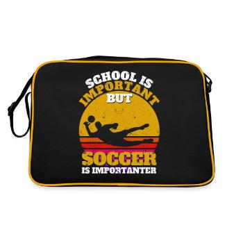 Schule ist wichtig, aber Fußball ist wichtiger - Retro Tasche - Schwarz/Gold - Hinten