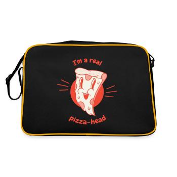 I'm A Real Pizza-Head Retro Funny Pizza Lover - Retro Tasche - Schwarz/Gold - Hinten