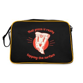 That Pizza Is Really Topping The Surface Funny - Retro Tasche - Schwarz/Gold - Hinten
