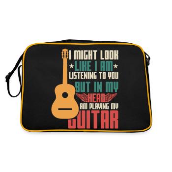 Gitarre Spruch - Retro Tasche - Schwarz/Gold - Hinten