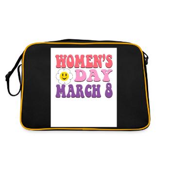 8. März Frauentag - Feminismus, Gleichstellung Frauen Emp - Retro Tasche - Schwarz/Gold - Hinten