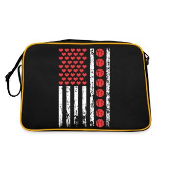 Amerikanischer Sport Basketball Flagge Athletisch - Retro Tasche - Schwarz/Gold - Hinten
