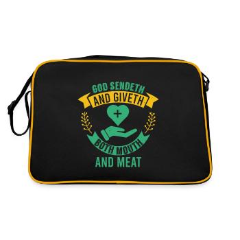 GOTT SENDET UND GIBT SOWOHL MUND ALS AUCH FLEISCH - Retro Tasche - Schwarz/Gold - Hinten