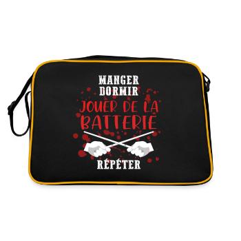 Cadeau Baguettes De Batterie Drums Humour Musicien - Sac Retro - noir/or - Dos