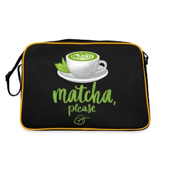 Matcha tea, tea drinker, matcha latte, green tea - Retro Bag - black/gold - Back