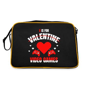 V is For Video Games Gamer Valentines funny gift - Retro Bag - black/gold - Back