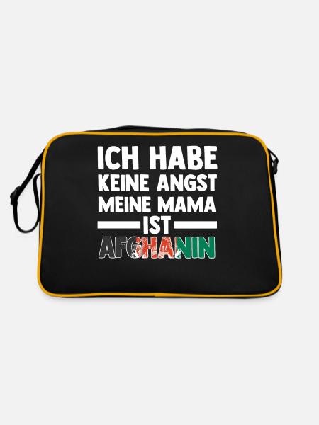 Ich habe keine Angst meine Mama ist Afghanin - Retro Tasche - Schwarz/Gold - Hinten