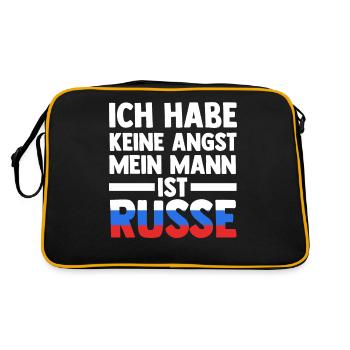 Ich habe keine Angst mein Mann ist Russe - Retro Tasche - Schwarz/Gold - Hinten