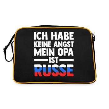 Ich habe keine Angst mein Opa ist Russe - Retro Tasche - Schwarz/Gold - Hinten