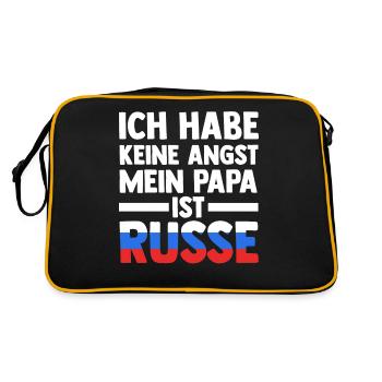 Ich habe keine Angst mein Papa ist Russe - Retro Tasche - Schwarz/Gold - Hinten