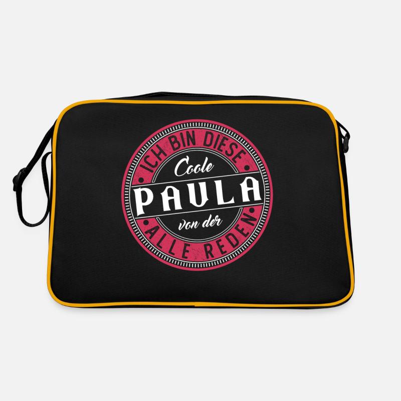 Paula Geschenkidee Geschenk Geburtstag - Retro Tasche - Schwarz/Gold