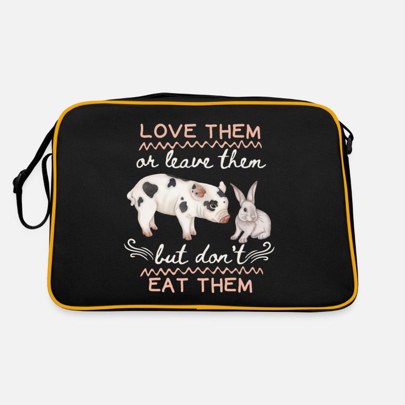 Vegetarians, vegans, saying with pig and rabbit Retro Bag