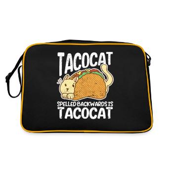Funny Interesting Cute Tacocat backwards - Retro Bag - black/gold - Back