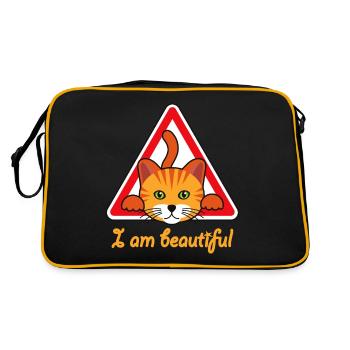 Katze - Ich bin eine wunderschöne Katze - Retro Tasche - Schwarz/Gold - Hinten