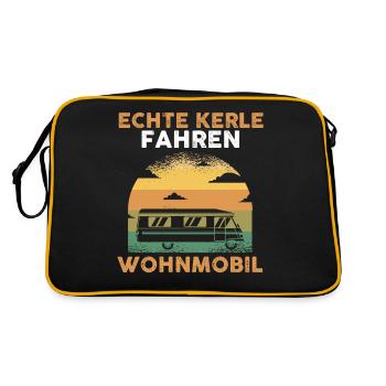 Echte Kerle fahren Wohnmobil - Retro Tasche - Schwarz/Gold - Hinten