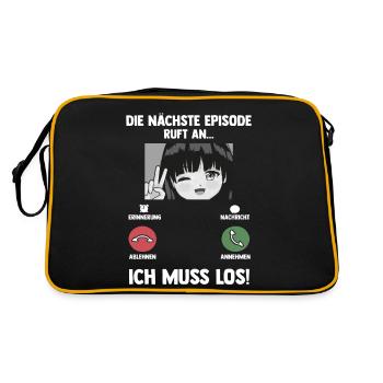 Anime Ruft An - Retro Tasche - Schwarz/Gold - Hinten
