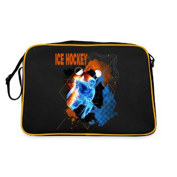 Eishockey Spieler Eishockeyspieler Neon Bunt - Retro Tasche - Schwarz/Gold - Hinten