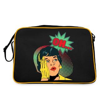 Comic, Comic Strips, Girl, Crying Girl, Saying - Retro Bag - black/gold - Back