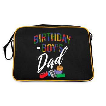Father of birthday boy builds building blocks - Retro Bag - black/gold - Back