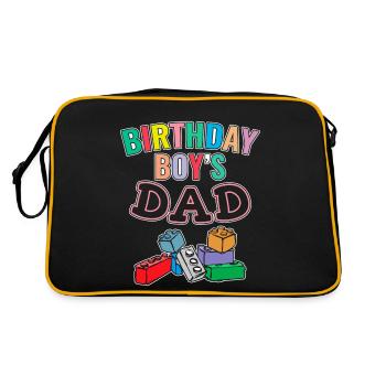 Father of birthday boy builds building blocks - Retro Bag - black/gold - Back