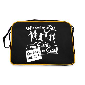 Grundschule Abschluss 4.Klasse Abgänger - Retro Tasche - Schwarz/Gold - Hinten