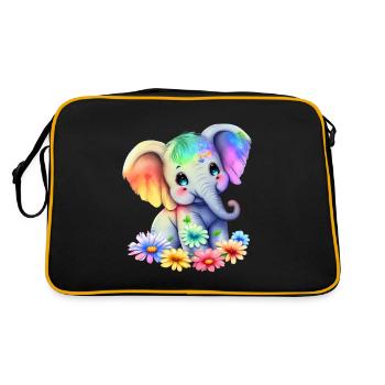 Kleiner Baby Elefant - Retro Tasche - Schwarz/Gold - Hinten