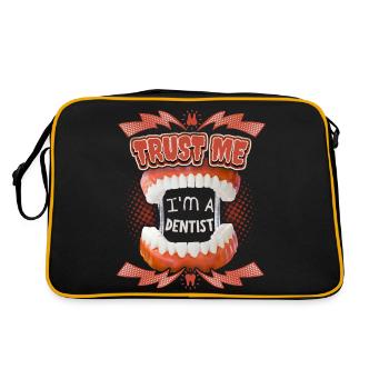 Zahnarzt, lustiger Spruch mit Gebiss - Retro Tasche - Schwarz/Gold - Hinten
